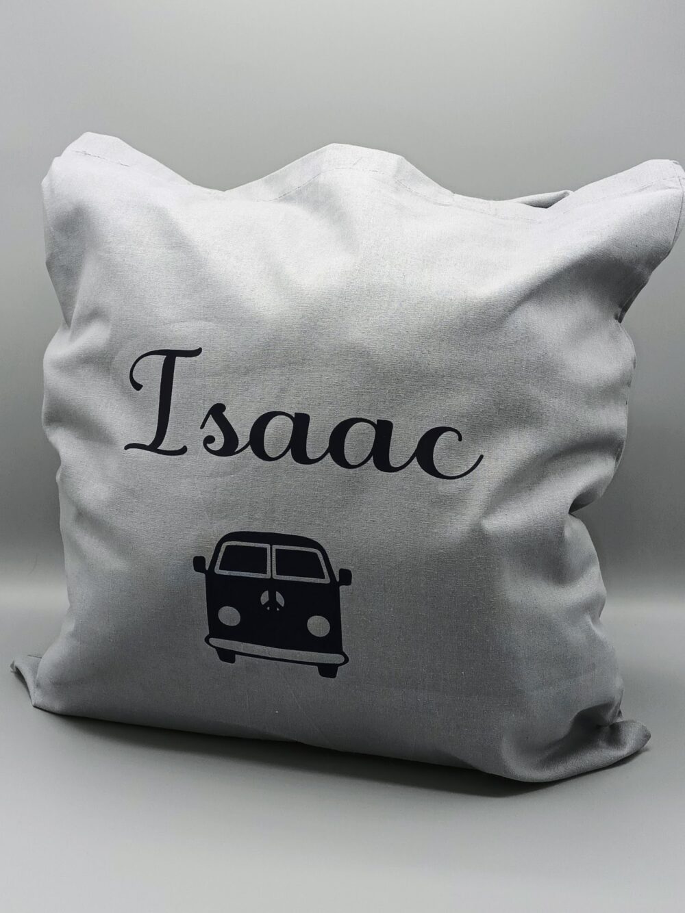 Totebag personnalisé gris - Prénom + Logo