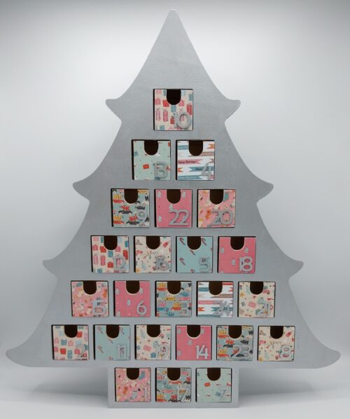 Calendrier grand sapin gris perle